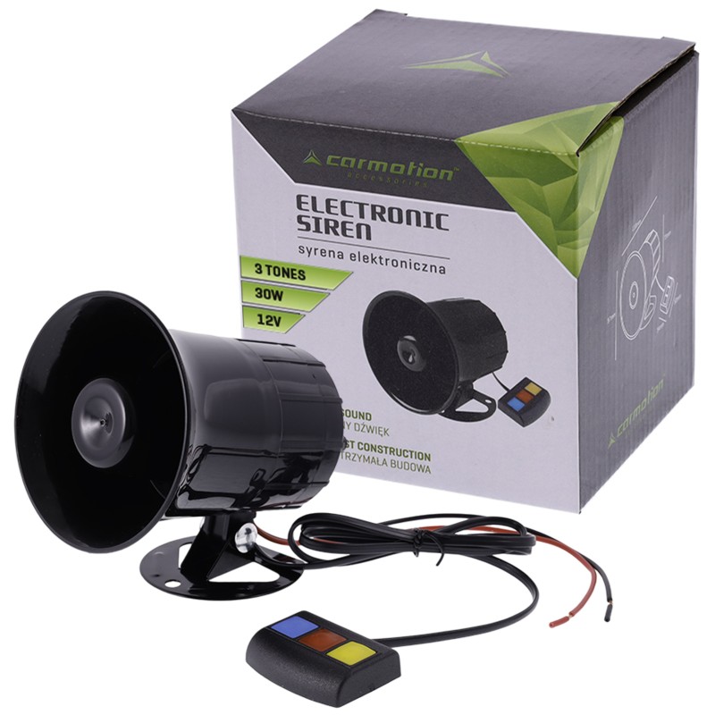 KLAKSON SYRENA ELEKTRONICZNA POLICJA STRAŻ POŻARNA 12V 3-TONOWA 100W