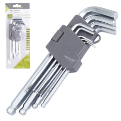ZESTAW KLUCZY IMBUSOWYCH HEX KULISTE KLUCZ IMBUS 1,5-10mm 180mm 9szt