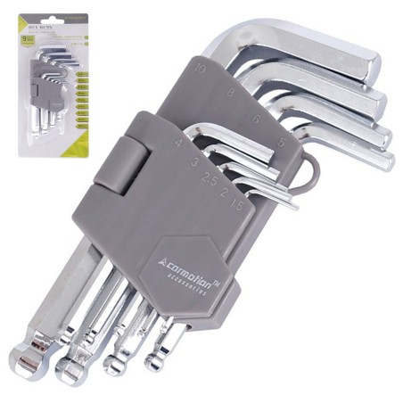 ZESTAW KLUCZY IMBUSOWYCH HEX KULISTE KLUCZ IMBUS 1,5-10mm 130mm 9szt