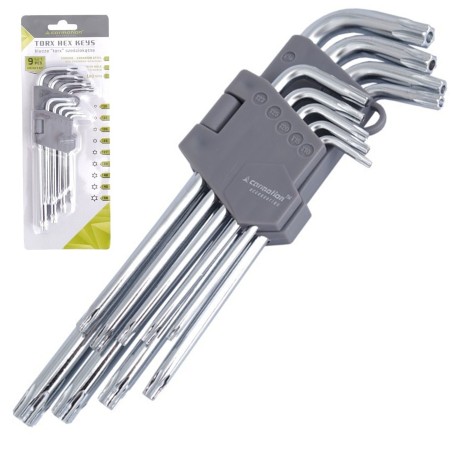 ZESTAW KLUCZY IMBUSOWYCH TORX Z OTWOREM KLUCZ IMBUS T10-T50 180mm 9szt