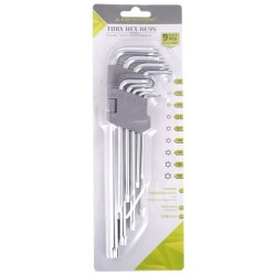 ZESTAW KLUCZY IMBUSOWYCH TORX Z OTWOREM KLUCZ IMBUS T10-T50 230mm 9szt