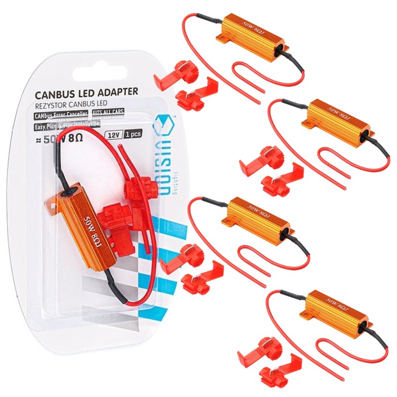 4x REZYSTOR OPORNIK CANBUS OSZUKIWACZ LED 8 OHM 50W