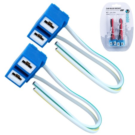 2x KOSTKA H7 CERAMICZNA GNIAZDO OPRAWA ŻARÓWKI Z PRZEWODAMI KĄTOWA H7