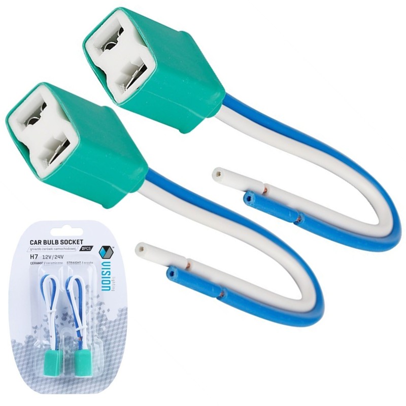 2x KOSTKA H7 CERAMICZNA GNIAZDO OPRAWA ŻARÓWKI Z PRZEWODAMI PROSTA H7